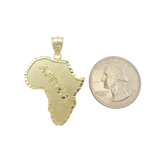 10k Gold Africa Map Continent Pendant Charm 1.6" - Picture 3 of 3